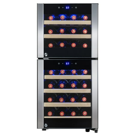 50 Bottle Wine Cellar - AKDY 33 Bottles Dual Zone Built-in Compressor Freestanding Electric Wine Cooler Cellar