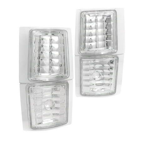 Suburban 80 Signal Light - Spec-D Tuning 1994-1998 Chevy C10 C/K Tahoe/Suburban Chrome Clear Corner Lamps Signal Lights (Left + Right) 1994 1995 1996 1997 1998