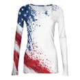 thumbnail image 6 of Women's Casual Fashion Round Neck Independence Day Print Long Sleeve Ribbed Top White M, 6 of 6