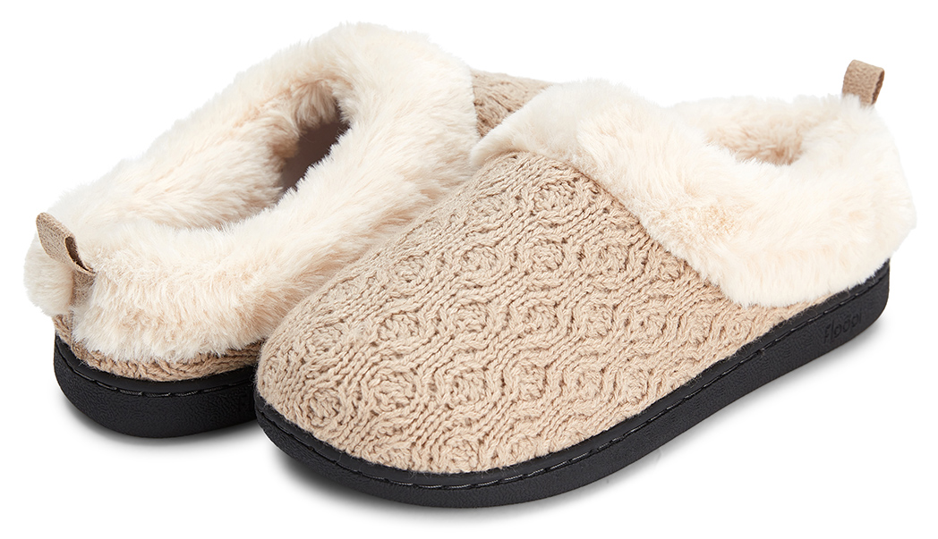 skechers sweater knit faux fur slippers