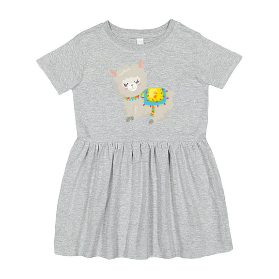 Inktastic Cute Llama with Colorful Blanket Girls Toddler Dress