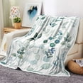 thumbnail image 3 of Sage Green Throw Blanket, Spring Throw Blanket for Couch Bed, Eucalyptus Leaves Floral Fleece Blanket, Camping Throw Blanket, Lightweight Soft Warm Cozy Blanket Plush Travel Throws ​Blankets,50"x40", 3 of 6