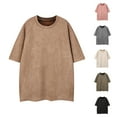 thumbnail image 4 of Lovskoo Shirts for Men Round Neck Short Sleeve Summer Casual Solid Color Fitting Shirts Vacation Beach Summer Tops Olive Green, 4 of 4