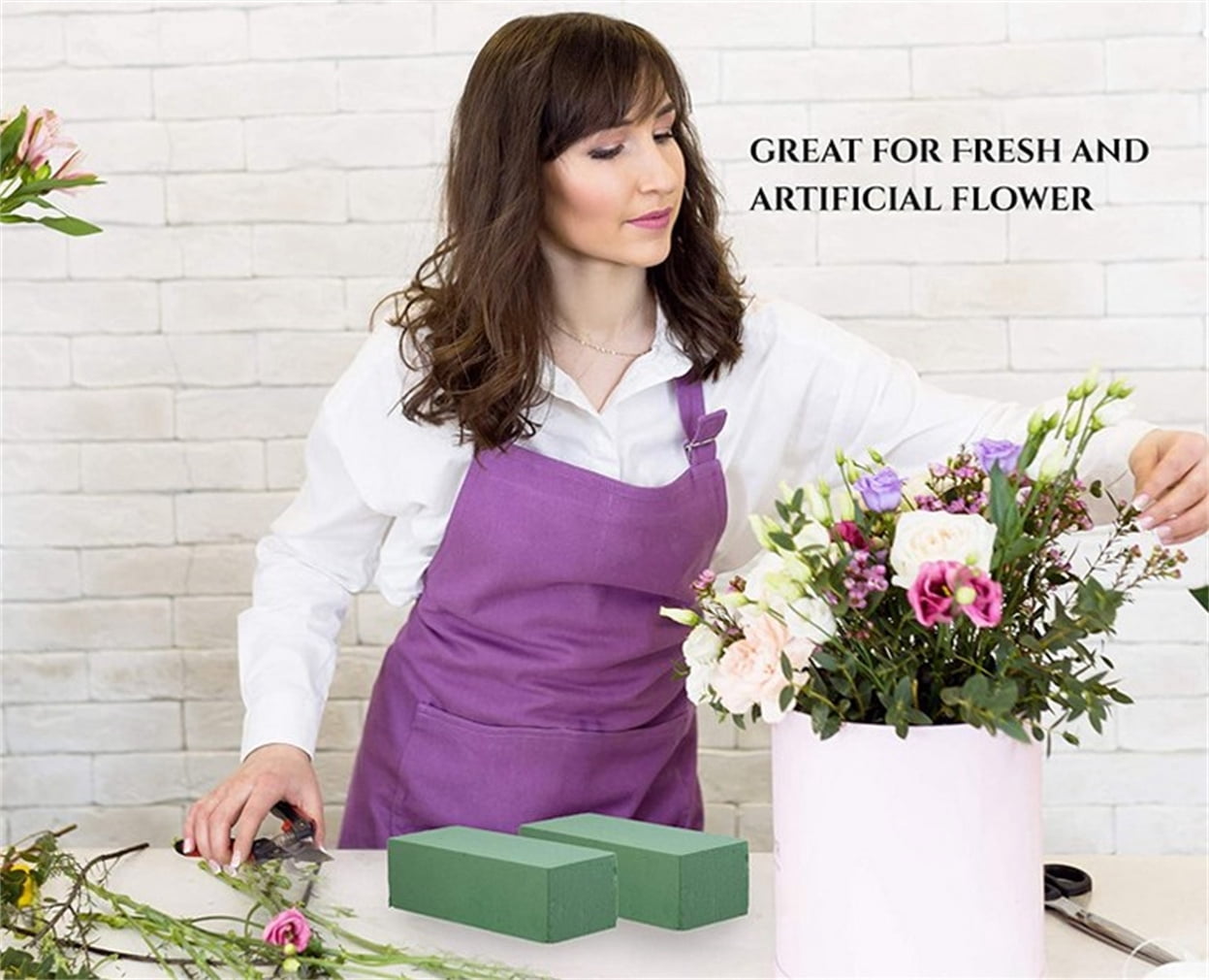 Floral Foam for Fresh and Artificial Flowers, Happon 6 Pcs Wet and Dry Floral Foam Blocks for Wedding Birthdays and Garden Decorations (Green)