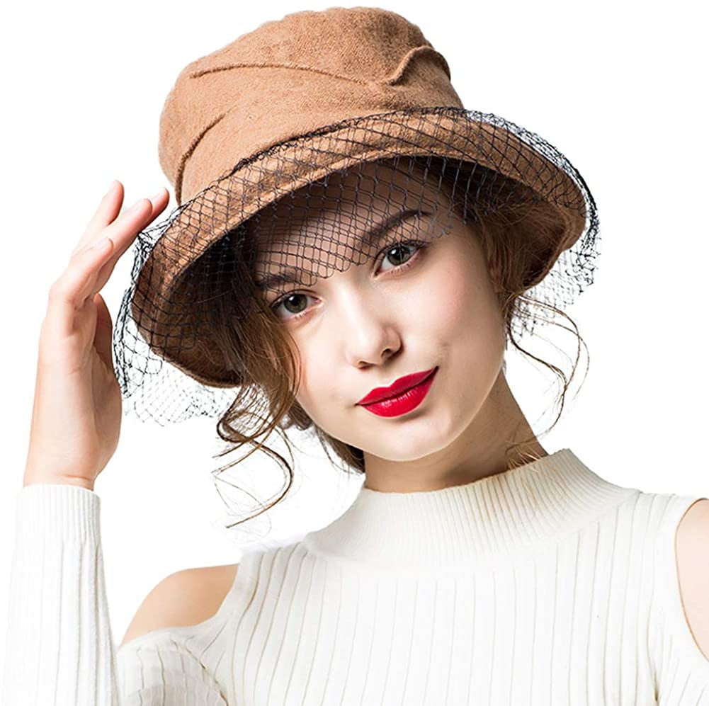 Women's Foldable Cloche Round Hats Wool 