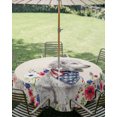 thumbnail image 2 of Outdoor Tablecloth with Umbrella Hole Zipper USA Star Stripes Flag Round Tablecloth 60" Waterproof Outside Table Cloth Red Blue Floral Dogs Patriotic Beige Patio Table Cover Tablecloths for Picnic, 2 of 8