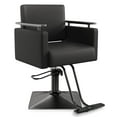 thumbnail image 3 of Baasha Luxury All Black Salon Chair, Comfortable Stylist Chair with Stainless Steel Armrest, Heavy-duty hydraulic Pump, Soft Leather, 360° Swivel, Weight Capacity 330 lbs, 3 of 9