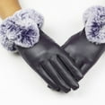 thumbnail image 2 of Women's Fleece Cuff Gloves, Touchscreen PU Leather Riding Gloves, Soft Warm Winter Gloves with Plush Wrist, All Season Comfort Driving Gloves Purple, 2 of 3