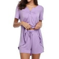 thumbnail image 4 of Hibeli Womens Summer Pajama Sets 2 Piece Cozy Short Sleeve Lounge Soft Sleepwear Set, 4 of 6