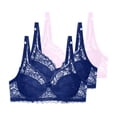 thumbnail image 2 of 3PCS Women's Bras Underwire Push up Plus Size Solid Color Lightweight Supportive Bras Gathered Bra Lace Seamless Beautiful Bra Pink 100C, 2 of 5
