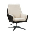thumbnail image 3 of Linon Merle Accent Chair with Swivel, Brown Faux Leather and Beige Sherpa, 3 of 13
