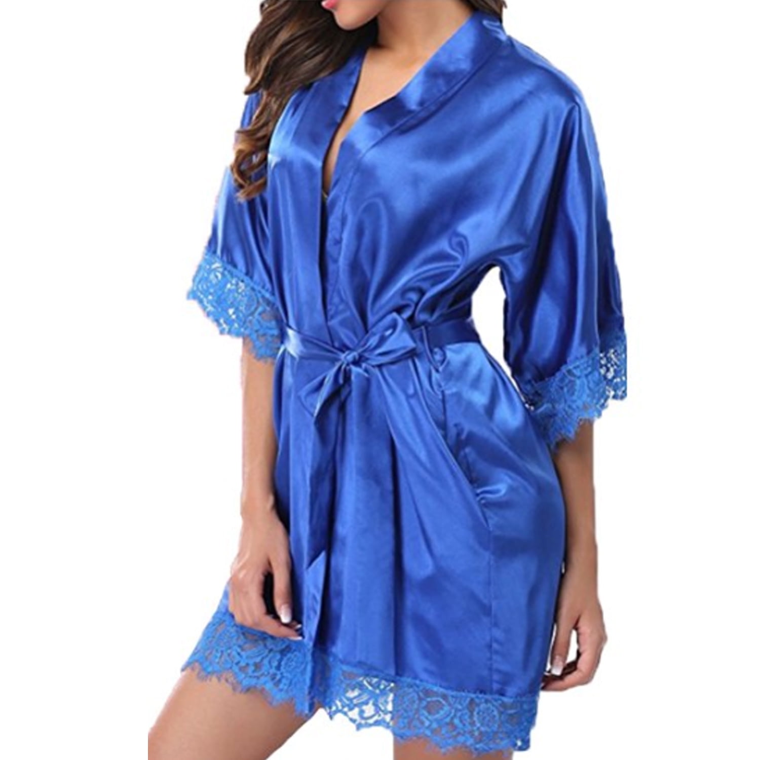 Ma&Baby Womens Silk Satin Robe Kimono Robes Short Bathrobe Lingerie ...