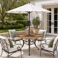 thumbnail image 2 of Round Outdoor Tablecloth with Umbrella Hole and Zipper, Texas Star Vintage Tablecloth with Elastic Waterproof, Berry Yellow Brown Wooden Patio Table Covers for 31" - 35" Picnic Pool Tables, 2 of 9