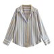 thumbnail image 1 of Camisa de gran tamaño a rayas for mujer, blusa de satén, camisas de manga larga con botones for camisas y blusas con cuello, 1 of 7