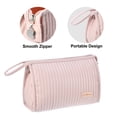 thumbnail image 4 of PU Leather Makeup Bag Large Makeup Bag Make Up Brush Organizer Bag Toiletry Bag for Women Pink, 4 of 6