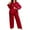 Red, variant on Kureaily Women's Ice Silk Long Sleeve Trousers Cardigan Imitation Silk Plus Size Home Suit Pajamas for Women