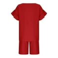 thumbnail image 4 of Gubotare Girls Outfits Girls 2 Piece Outfits Summer Clothes Ruffle Short Sleeve Shirts Top and High Waist Paper Bag Shorts Set with Pockets (Red,Size 14-15 Years), 4 of 6