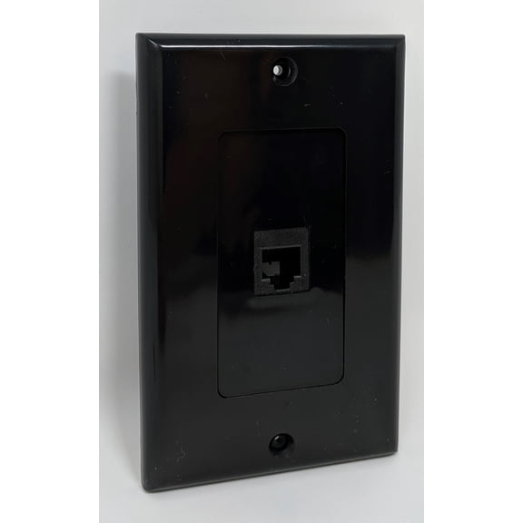 RiteAV - RJ11 6P4C 4 Conductor 110 Punch Down Type Phone Port Type Decorative Wall Plate - Black Plate with Black Keystone Coupler
