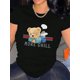 thumbnail image 1 of Playera de manga corta para mujer, estampado en color sólido, cuello redondo, estilo casual, para verano, estilo casualCreative English Bear Pattern Printed Women'S Fashionable Round Neck Short Slee, 1 of 6