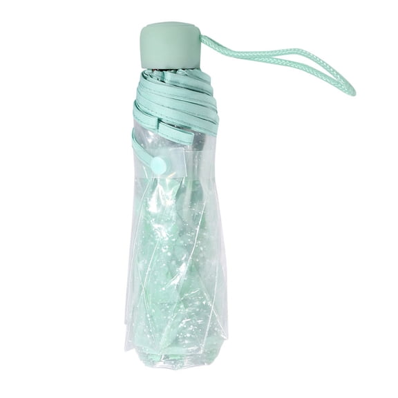 BIMZUC Transparent Folding Umbrella Fashionable Princess Umbrella Cherry Blossom Light Green