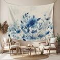 thumbnail image 2 of Blue Ombre Floral Tapestry for Bedroom Wall Hanging Tapestry, Spring Elegant Flowers Beige Rustic Ceiling Backdrop Tapestries Poster Blanket Wall Decor for Teens Room Living Room Dorm 55" x 73", 2 of 8