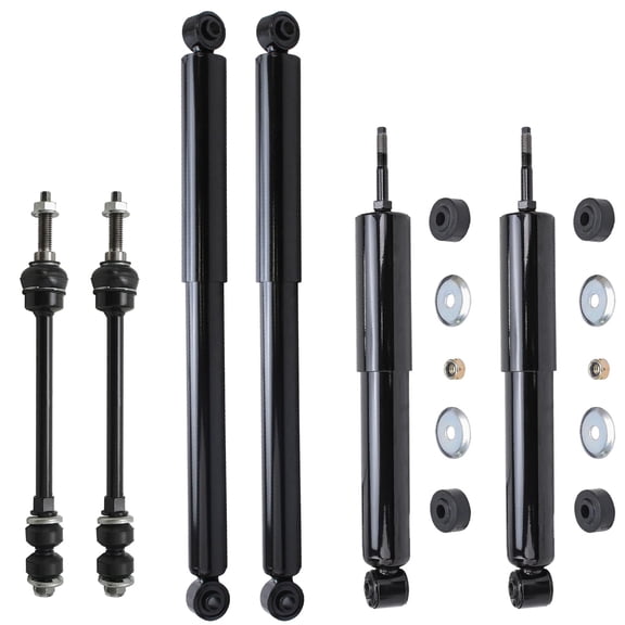 Detroit Axle - 6pc Shock Absorbers Kit for 4WD Dodge Ram 1500, Complete 4 Shock Absorbers Assembly 2 Stabilizer Sway Bar Links 2002 2003 2004 2005 Front and Rear Replacement