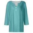 thumbnail image 4 of tklpehg Womens Dressy Tops Lightweight Long Sleeve Tops Tunic Tops V-Neck Classic Solid Color Casual Loose Going Out Tops Blouses (Mint Green,S), 4 of 5