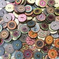 thumbnail image 4 of 100pcs/Bag Round Assorted Floral Printed Wooden Decorative Buttons for DIY Sewing Crafts Color Random, 4 of 5