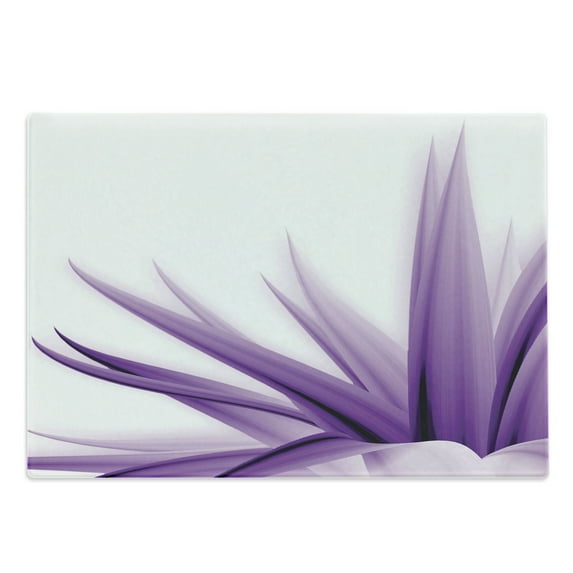 Flower Cutting Board, Ombre Color Change Style Leaves Water Colored Print Calming Details Image, Decorative Tempered Glass Cutting and Serving Board, Large Size, Purple and White, by Ambesonne