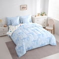 thumbnail image 4 of Homewish Kawaii Bow 7 Pieces Bedding Comforter Set,Cute Cartoon Stars Full Bedding Set,Dreamy Blue Fitted Sheet Flat Sheet For Girl Teens,Super Cozy Room Decor Reversible, 4 of 9