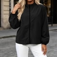 thumbnail image 5 of Zpanxa Windbreaker Jacket Women Stand Collar Zip Up Lightweight Hoodless Elastic Cuffs Sports Coat with Pockets Black L, 5 of 5