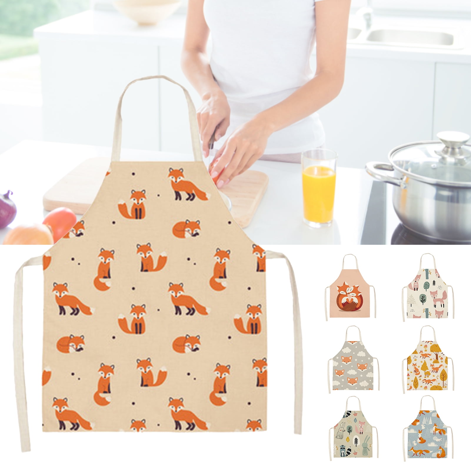 Front Pockt Printed Chefs Apron-Cats Meow Everyday Basic Home Kitchen Restaurant DII 100% Cotton Adjustable Neck and Waist Ties Pet Lover 