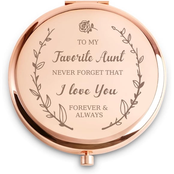 Aunt Gifts from Niece Nephew, I Love You Personalized Compact Mirror Easter Basket Stuffers for Auntie Women Her, Sentimental Present for Mothers Day Birthday