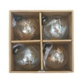thumbnail image 2 of Maison Concepts 4" Clear Glass Ornament With Leaf Etching Gold + Silver - Set of 4, 2 of 2
