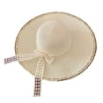 thumbnail image 2 of Elegant Lace Ribbon Sun Hat - Stylish Ladies' Wide Brim Straw Hat with Frayed Edges，Perfect for Beach&Outdoor Travel White One Size, 2 of 6