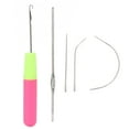 thumbnail image 2 of Latch Hook Set 5pcs Plastic Bent Crochet Needle Kit for Wig Making Hair Extensions and Craft Sewing Projects with C J I Shaped Hooks and Colorful Handles, 2 of 7
