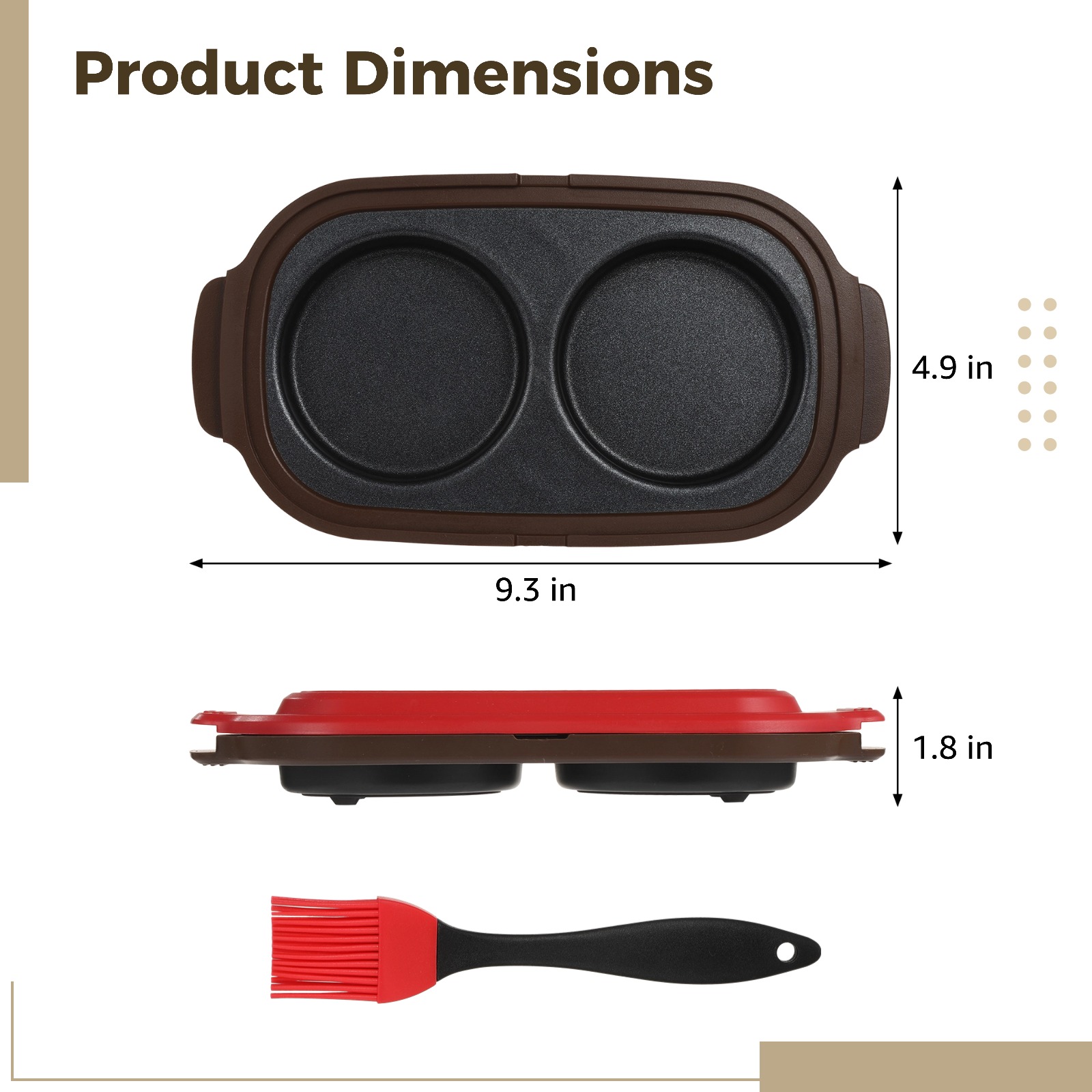 Microwave Egg Cooker with Silicone Oil Brush, 9.3 in Double Egg Microwave Egg Poacher Pan for Frying and Poaching, Black Carbon Steel Egg Maker for Breakfast Sandwiches