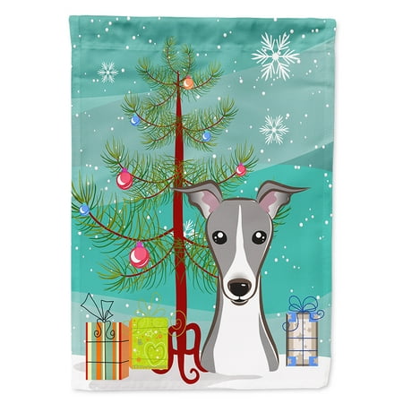 Christmas Tree And Italian Greyhound Flag Canvas House Size