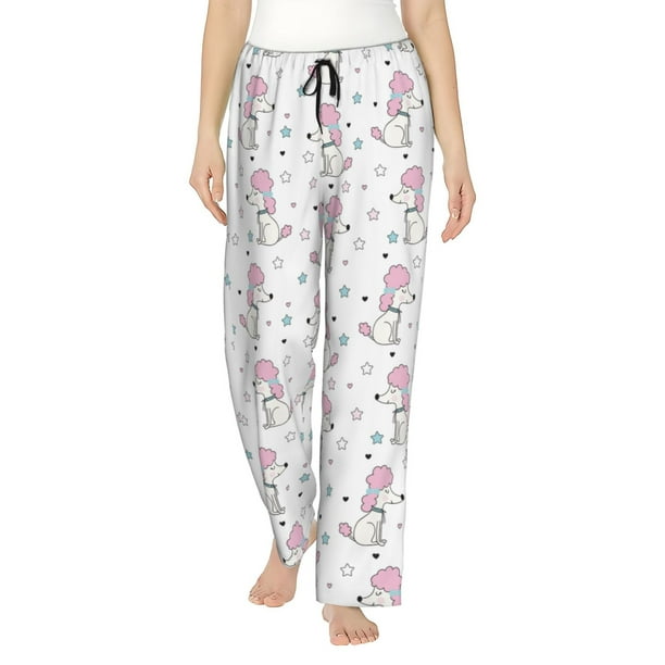 Balery Cute Poodle Dog Pantalones de pijama para mujer, pijamas ultraligeros, pantalones de estar por casa-Medium