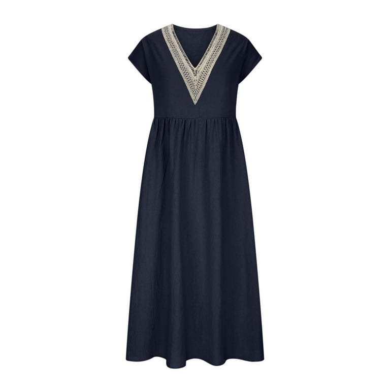 Summer Xqxayjr Ladies Summer Short Sleeve Maxi Graduation Dresses Under $5  Casual Aline Swing Flowy Long T Shirt Sundress V Neck Cute Spring Cocktail Dresses  Mothers Day Gift - Walmart.com