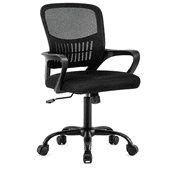 Tunmod Ergonomic Mesh Office Chair, 400 lb Capacity, Height Adjustable with Lumbar Support, Padded Armrests and 360° Swivel for Home Office