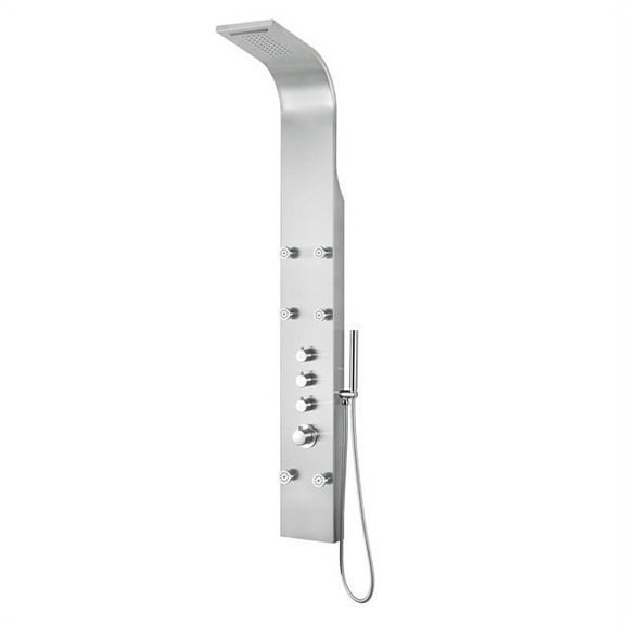 ANZZI Fontan 6-Jet Full Body Shower Panel with Rain Shower in Brushed Steel
