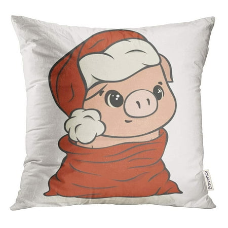 STOAG Cute Pig in Santa Hat Red Cartoon Piglet Gets Out Throw Pillowcase Cushion Case Cover 16x16 (Best Way To Get Sweat Stains Out Of Hats)