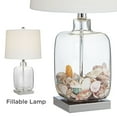 thumbnail image 6 of 360 Lighting Coastal Accent Table Lamp 21.75" High Clear Glass Fillable Sea Shells White Drum Shade for Living Room Family Bedroom Bedside, 6 of 7