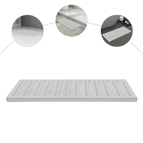 Stainless Steel Drain Grate Covers Modern Silver Trench Drain Covers Outdoor Sewer Drainage Grates Channel Drain Grate for Fence Garden Farm Footpath 3 Pcs