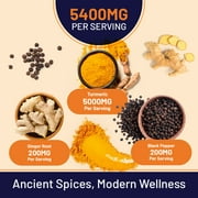 Turmeric Tablets 5400mg with Black Pepper, Ginger - Turmeric 95% Curcumin Supplements | 150 Easy Swallow Tablets (Not Capsules or Powder) - Letterbox Friendly - Made in UK - Prowise Healthcare