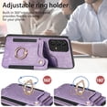 thumbnail image 5 of Phone Case for Samsung Galaxy A53 5G Wallet Cover with Tempered Glass Screen Protector and Wrist Strap Lanyard RFID Credit Card Holder Ring Stand A 53 G5 53A SM A536U 6.5 2022 Women Men Purple, 5 of 14