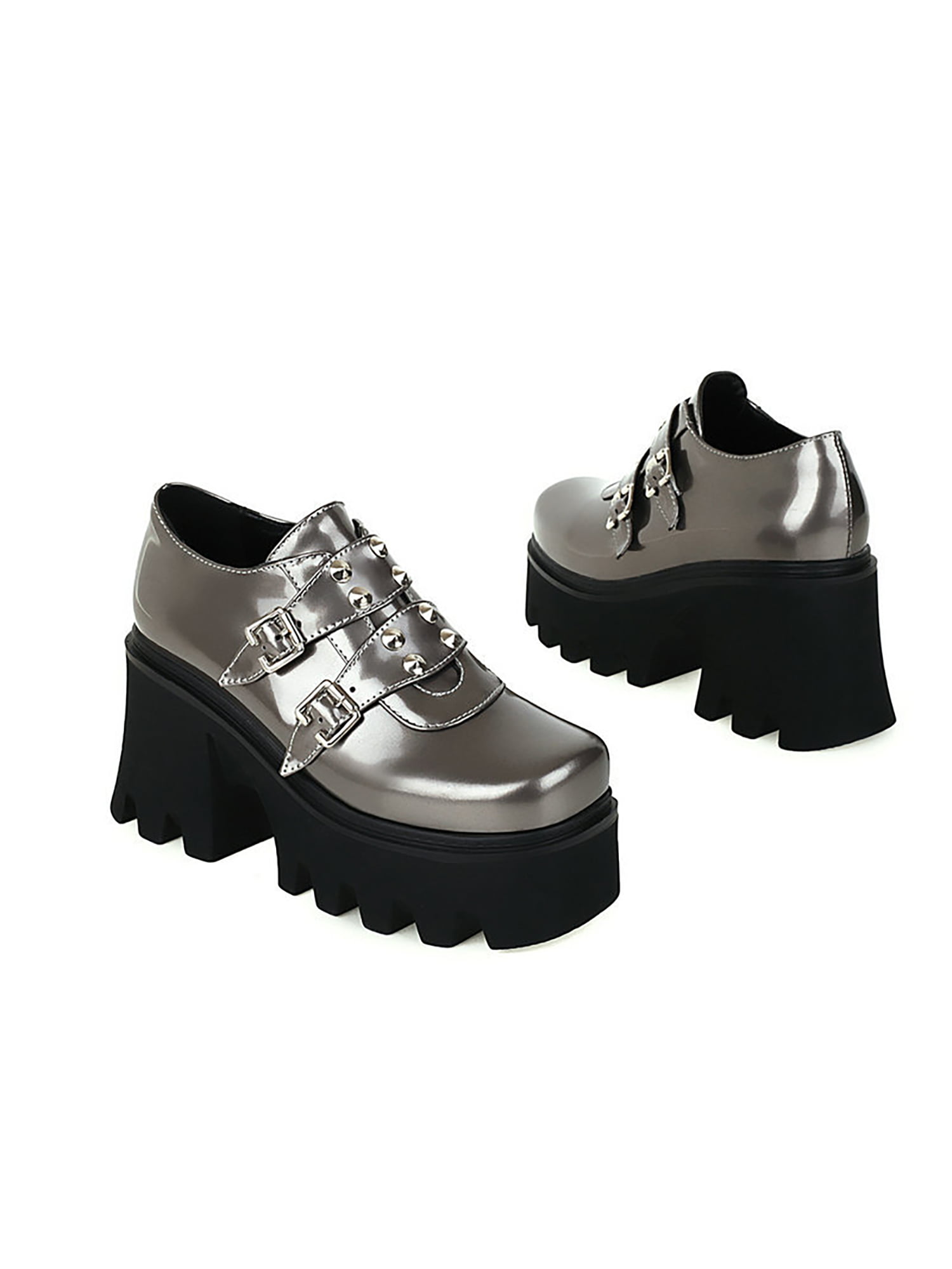 Women's Ankle Boots Platform Wedge High Heel Punk Goth Creepers Casual 2 Colors