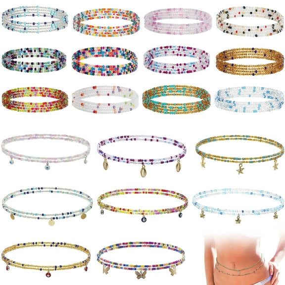 Pretyzoom 20 Pcs Waist Chain Belt for Women Assorted Color Decorative Nightclub Highlight Body Shape