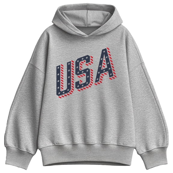 Instant Message - USA Letters Oversized Fleece Hoodie Sweatshirt